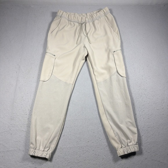 lululemon athletica Pants - Lululemon Relaxed Mid Rise Cargo Pant Women 10 Raw Linen Drawcord Utility Casual